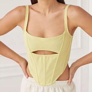URBAN OUTFITTERS Out From Under Spitfire Mesh Cut-Out Corset in Yellow Size M